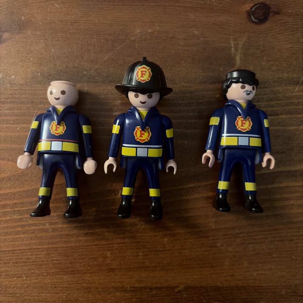 1997 Vintage Playmobil Figures: Rescue Figures Fireman Lot Of 3